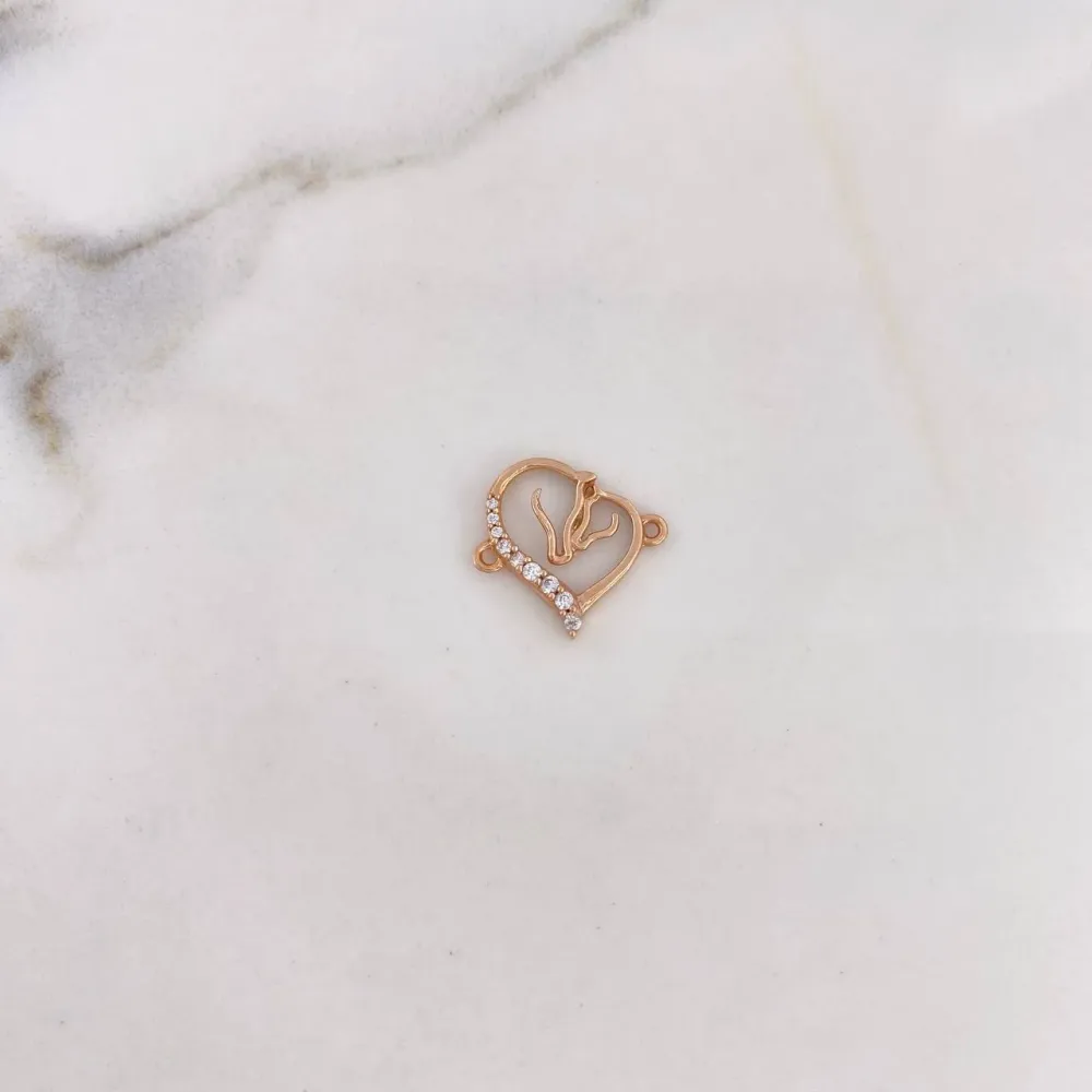 Herraje Corazon 0.9gr / 1.5cm / Circones Blancos Oro Rosa 18K $