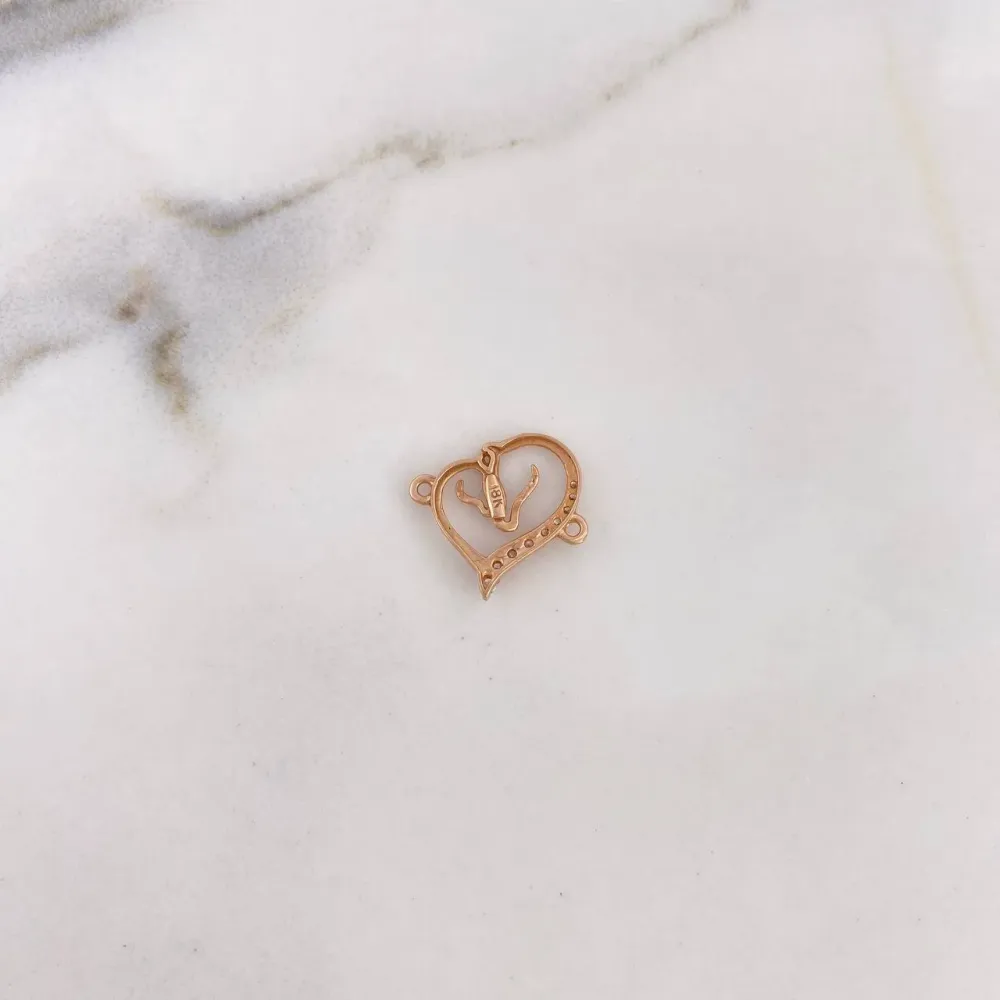 Herraje Corazon 0.9gr / 1.5cm / Circones Blancos Oro Rosa 18K $