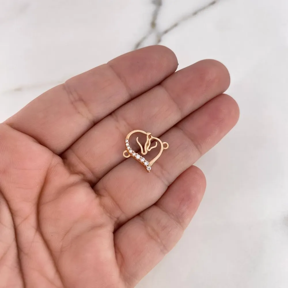 Herraje Corazon 0.9gr / 1.5cm / Circones Blancos Oro Rosa 18K $