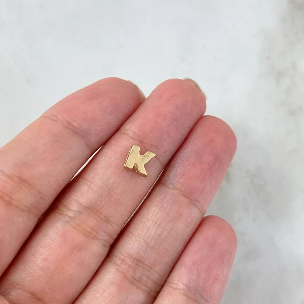 Herraje Letra K 0.35gr / 6mm Tambor Oro Amarillo 18K