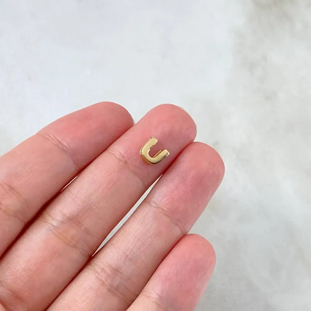 Herraje Letra U 0.3gr / 6mm Tambor Oro Amarillo 18K
