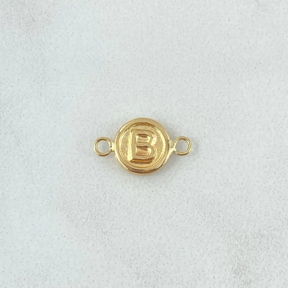 Herraje Letra B 0.45gr / 1.3cm / Circulo Mate Oro Amarillo 18K