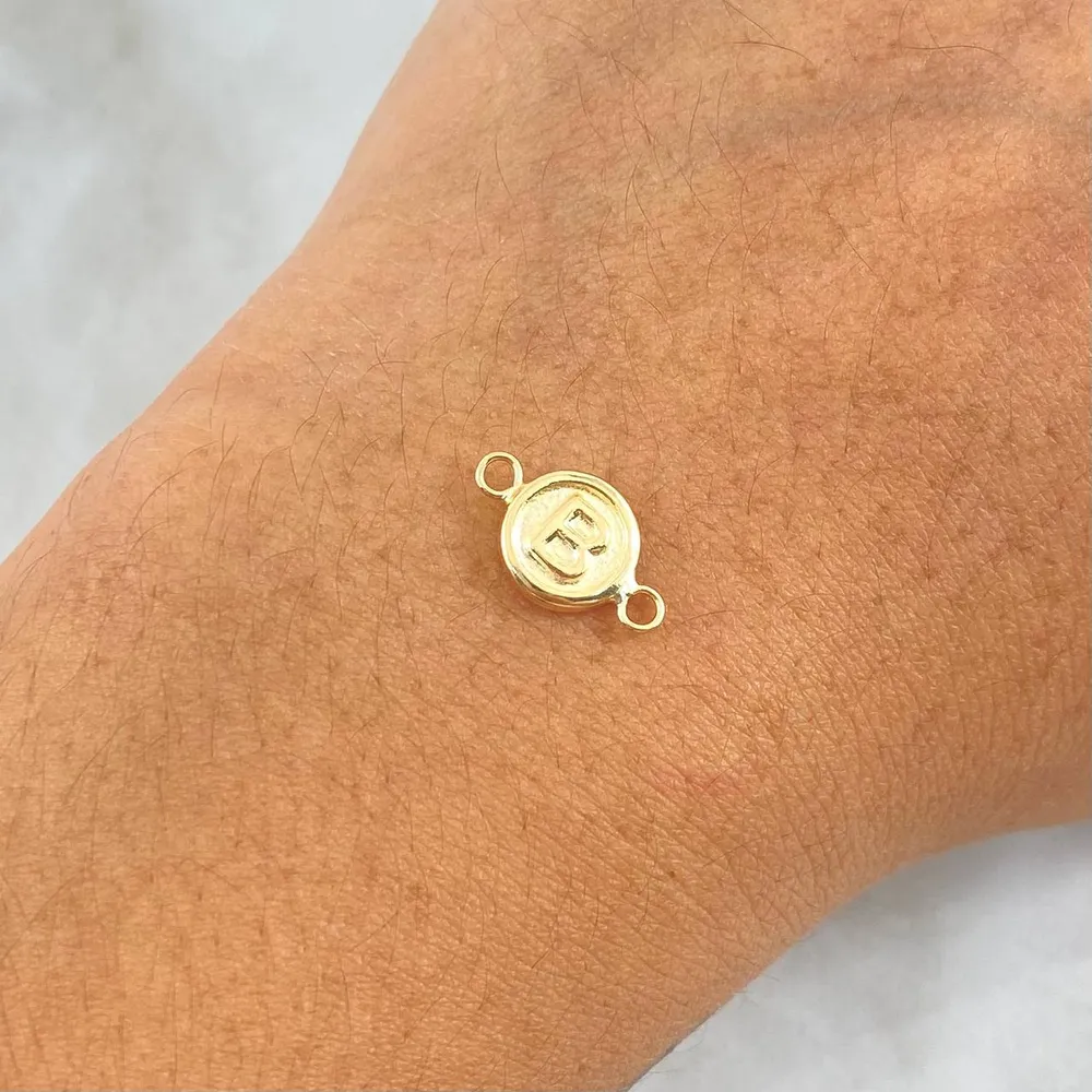 Herraje Letra B 0.45gr / 1.3cm / Circulo Mate Oro Amarillo 18K