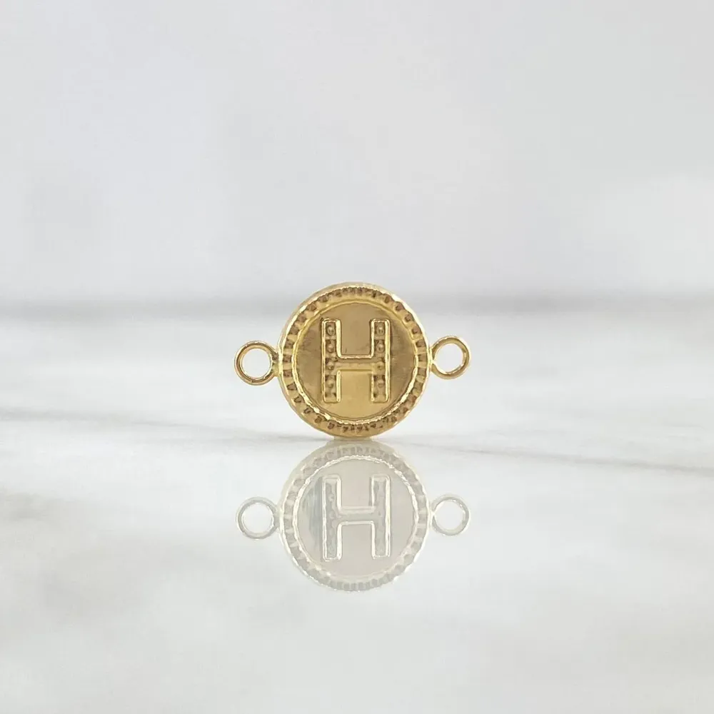 Herraje Letra H 0.5gr / 1.6cm / Circular Bordeado Oro Amarillo ©