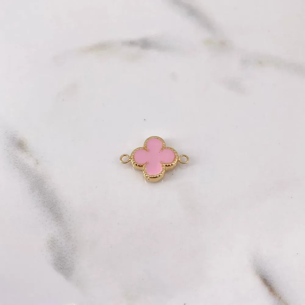 Herraje Trebol 0.75gr / 1.8cm / Electroestatico Rosado Oro Amarillo 18K $