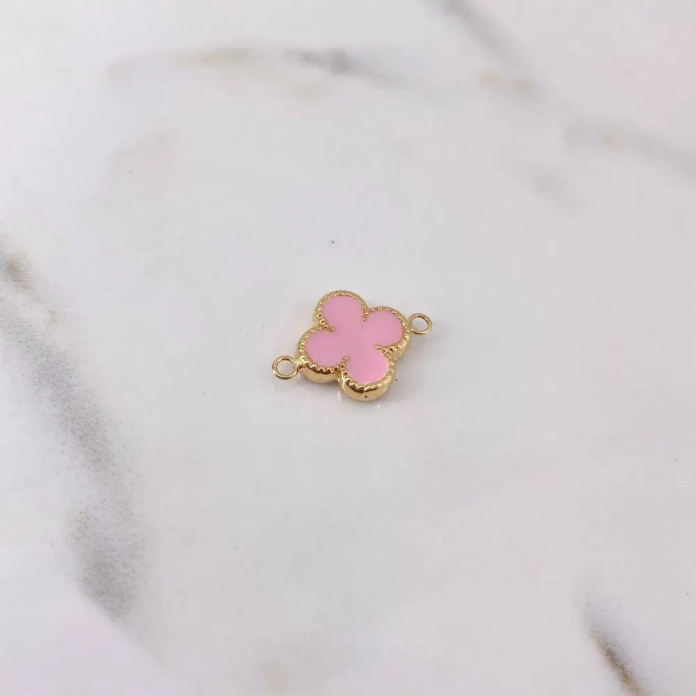 Herraje Trebol 0.75gr / 1.8cm / Electroestatico Rosado Oro Amarillo 18K $