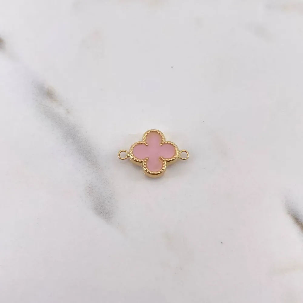Herraje Trebol 0.8gr / 1.7cm / Electroestatico Rosado Oro Amarillo 18K &