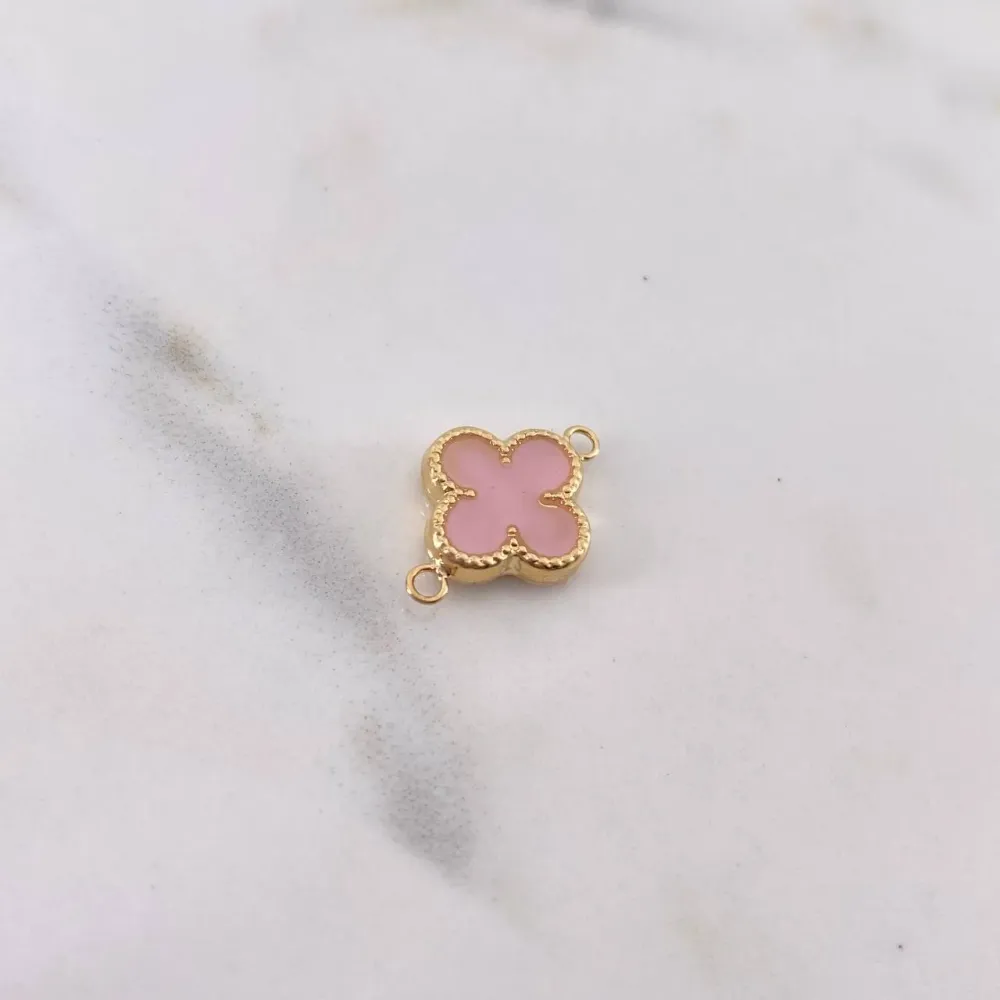 Herraje Trebol 0.8gr / 1.7cm / Electroestatico Rosado Oro Amarillo 18K &