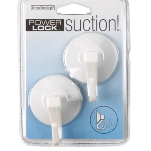 Gancho de succión iDesign Power Lock de plástico blanco de 2 pulgadas de largo, tamaño pequeño y mediano, capacidad de 2 l...