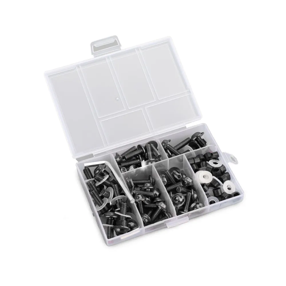 Juego de tornillos de carenado para parabrisas de motocicleta, 158 Uds., genérico Negro