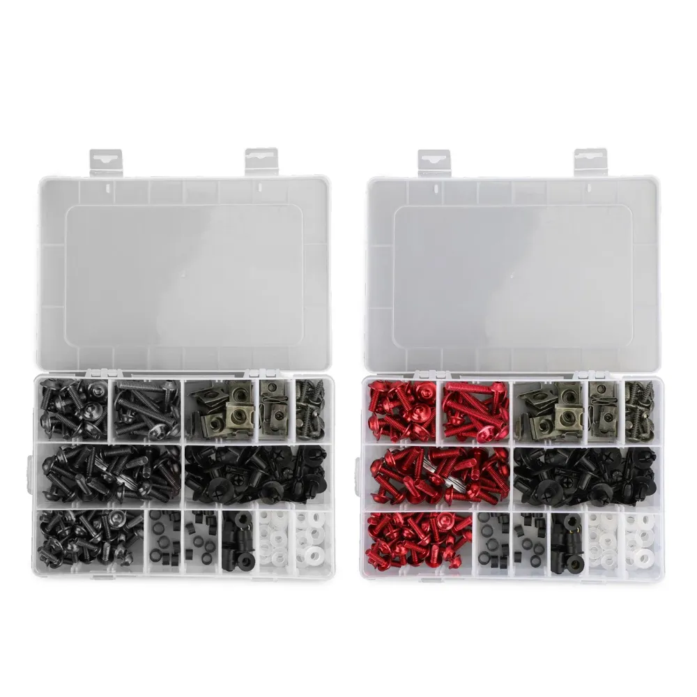 Juego de tornillos de carenado para parabrisas de motocicleta, 223 Uds., genérico Negro