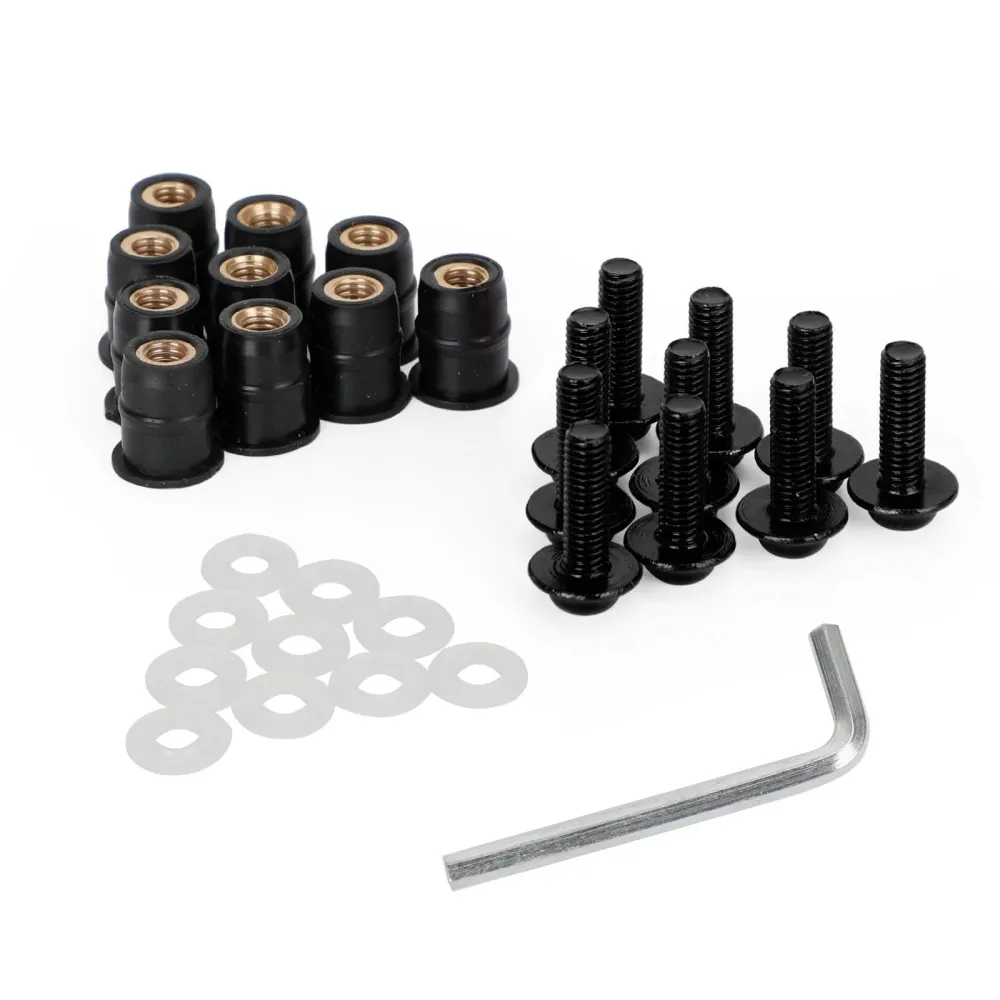 Kit de arandelas de perno de tornillo M5x16mm de aluminio para parabrisas de motocicleta, paquete genérico de 10