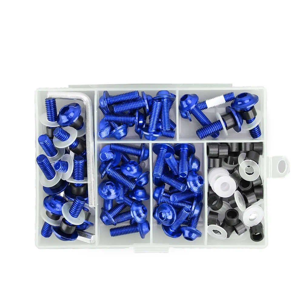 Kit de pernos de carenado para parabrisas de motocicleta, 158 Uds., Clip de sujeción, tornillo azul