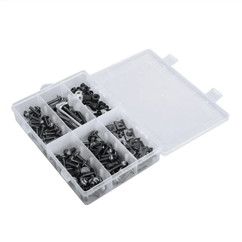 Kit de tornillos de carenado para parabrisas de motocicleta, 177 Uds., Clips de sujeción, tornillos genéricos Negro