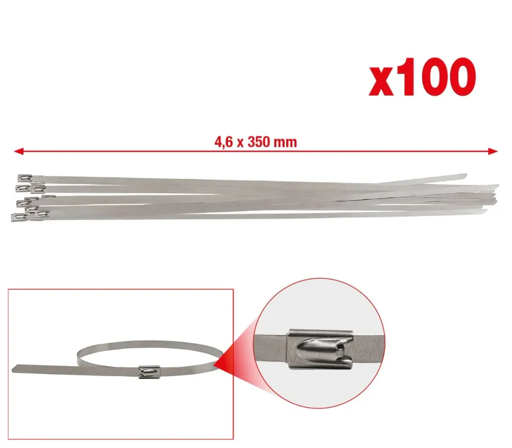 KS TOOLS Brida de cables de acero inoxidable con cierre de bola, 4,6x350 mm, 100 unidades ( 115.1593 )