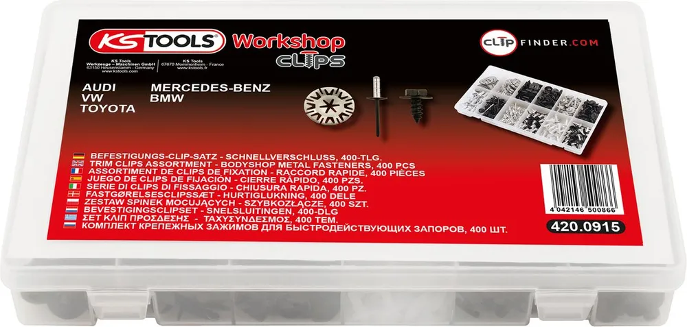 KS TOOLS Juego de clips de fijación - Cierre rápido, 400 pzs ( 420.0915 )