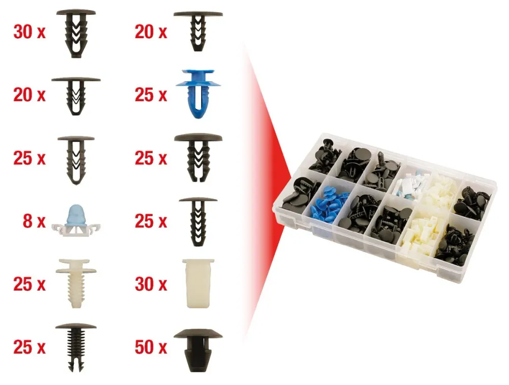 KS TOOLS Juego de clips de sujeción - Fiat, 308 pzs ( 420.0910 )