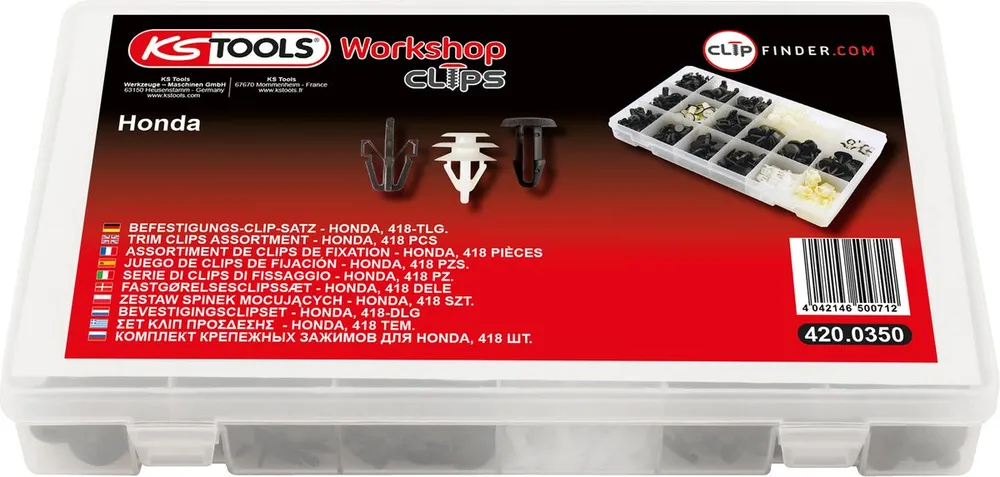 KS TOOLS Juego de clips de sujeción - Honda, 418 pzs ( 420.0350 )