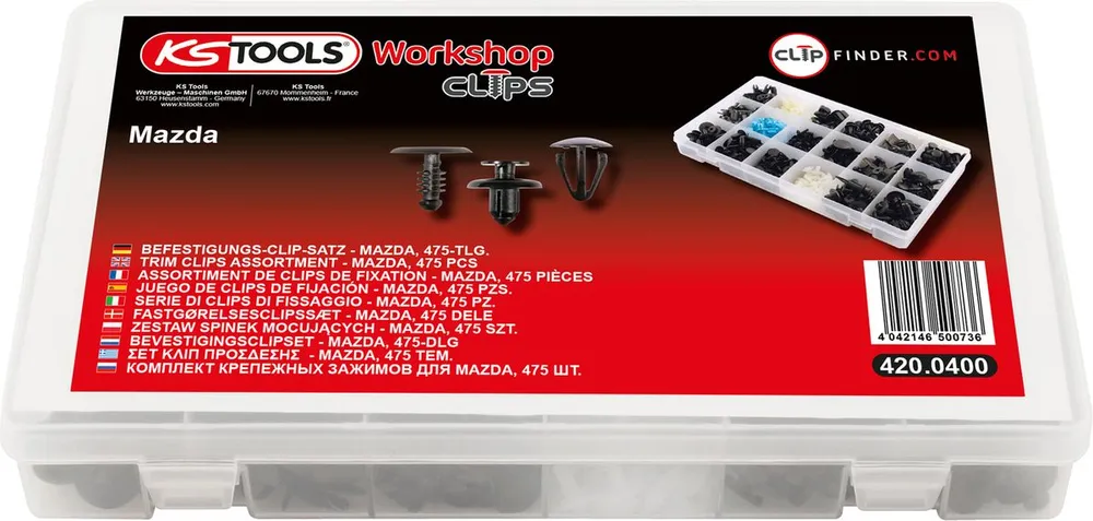 KS TOOLS Juego de clips de sujeción - Mazda, 475 pzs ( 420.0400 )