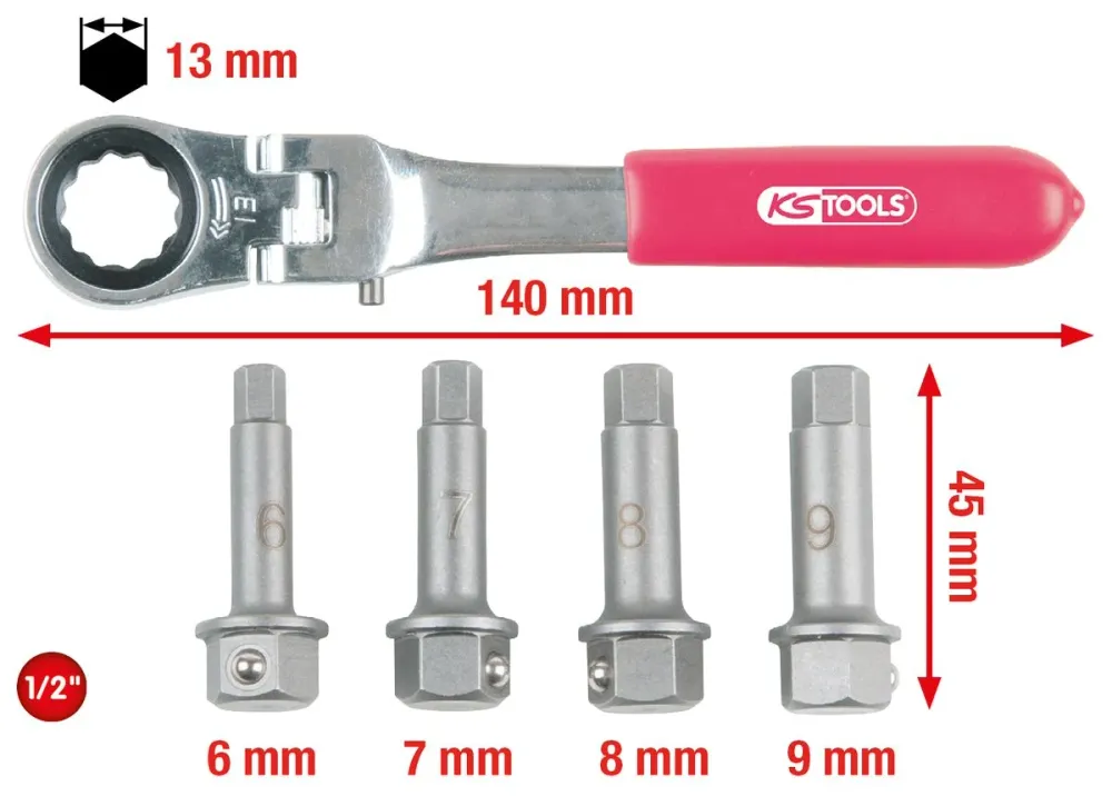 KS TOOLS 1/2' Juego de llaves de inserción especiales para pinzas de freno, 5 pzs ( 918.3500 )