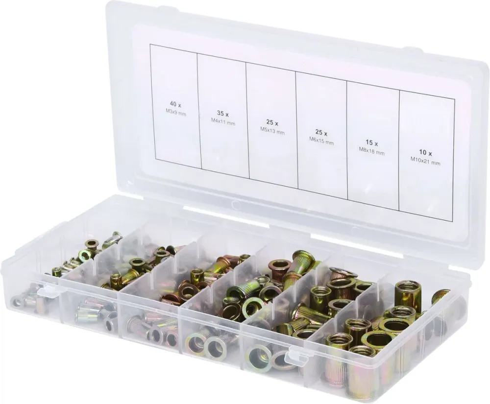 KS TOOLS Surtido de remaches de rosca de acero, M3x9mm-M10x21mm, 150 pzs ( 970.0610 )