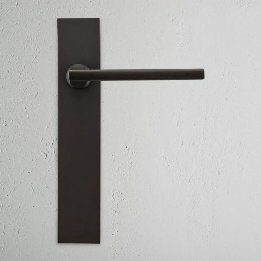 Manilla para puertas Clayton con placa larga (sin muelle) - Bronce
