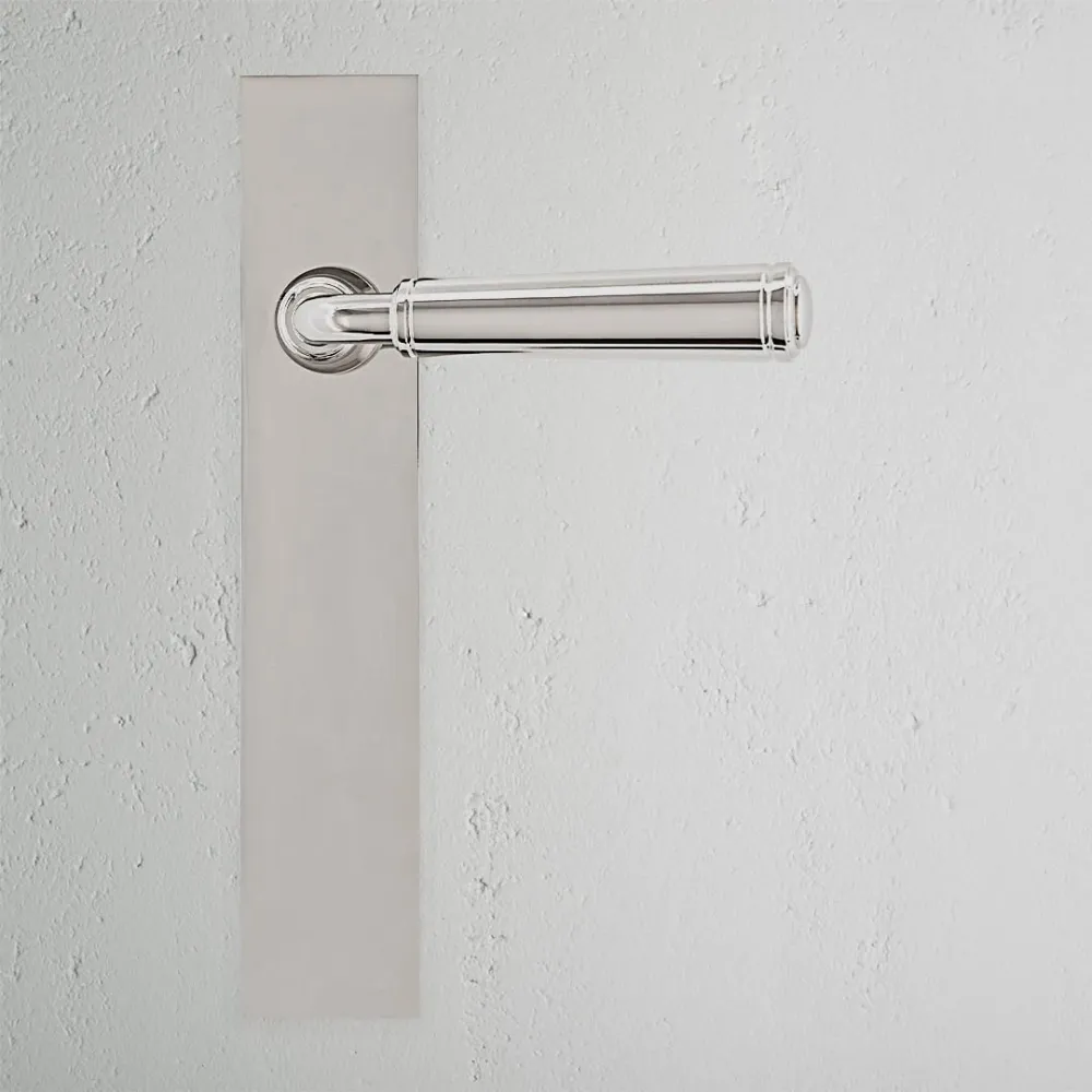Manilla para puertas Digby con placa larga (fija) - Níquel pulido