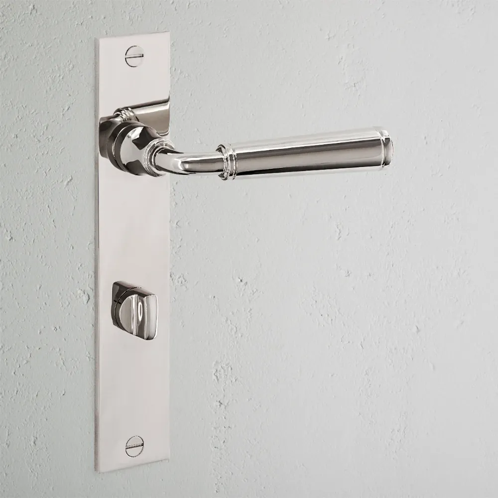 Manilla para puertas Digby con placa larga (con muelle) y condena - Níquel pulido