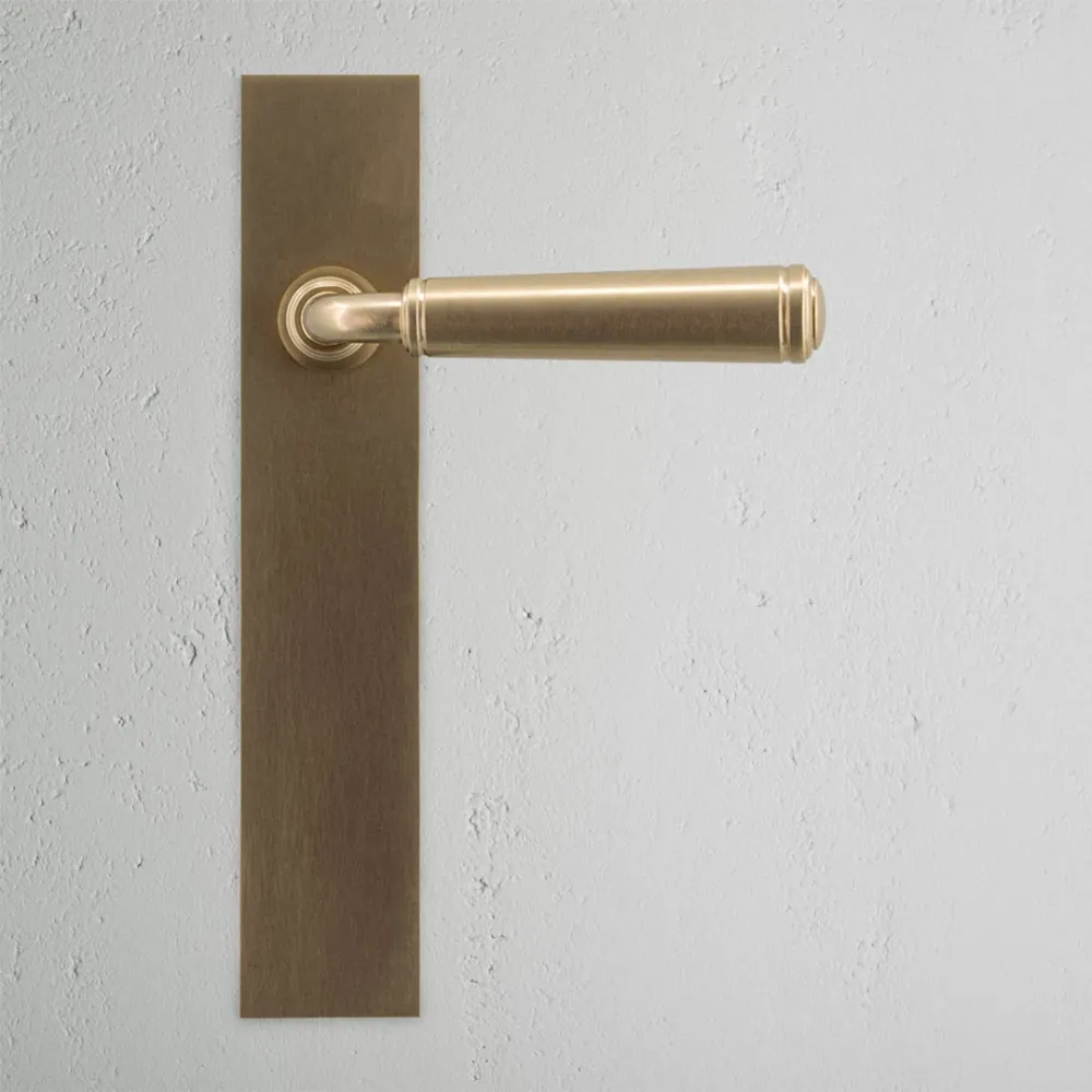 Manilla para puertas Digby con placa larga (fija) - Latón antiguo