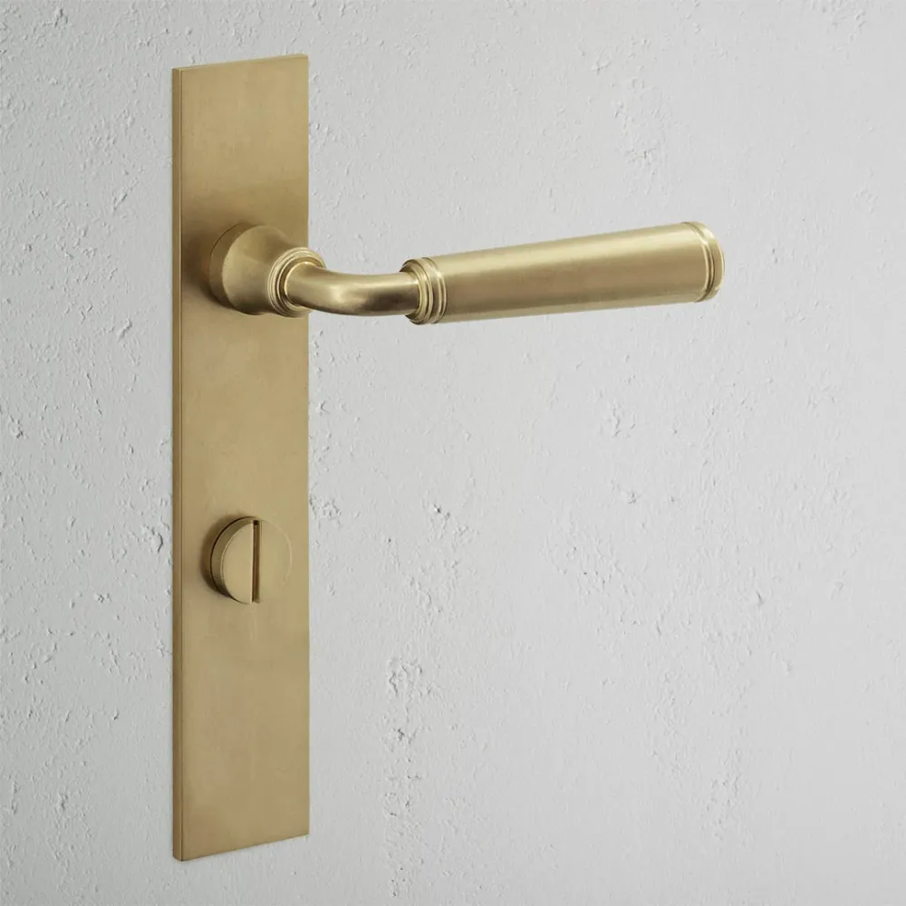 Manilla para puertas Digby con placa larga (con muelle) y sistema giratorio - Latón antiguo