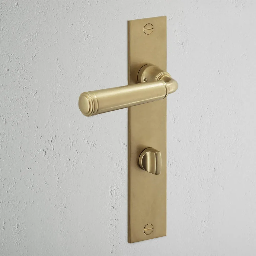 Manilla para puertas Digby con placa larga (con muelle) y sistema giratorio - Latón antiguo