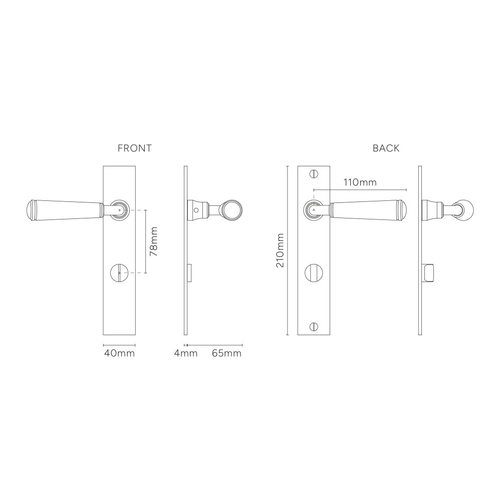 Manilla para puertas Digby con placa larga (con muelle) y sistema giratorio - Latón antiguo