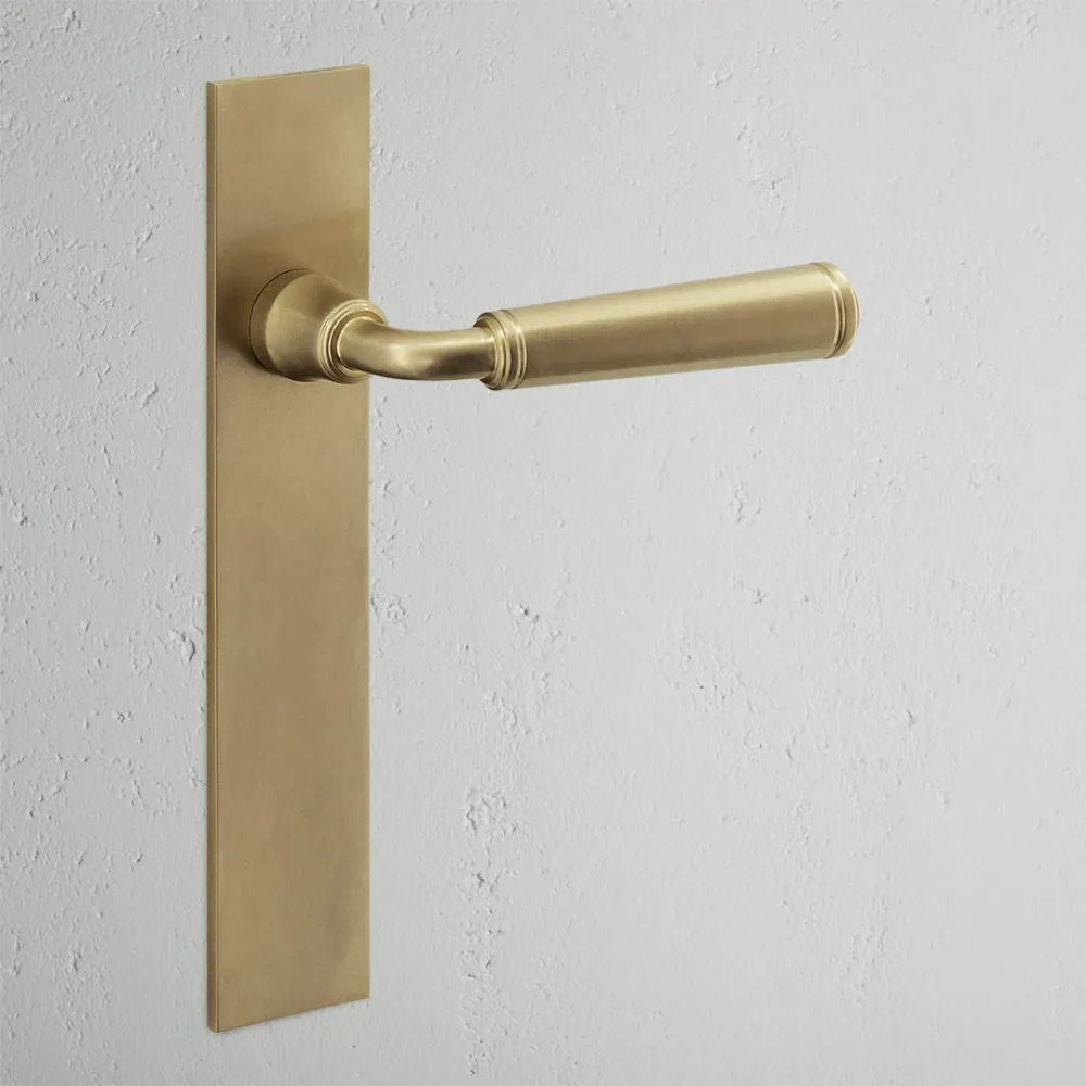 Manilla para puertas Digby con placa larga (fija) - Latón antiguo