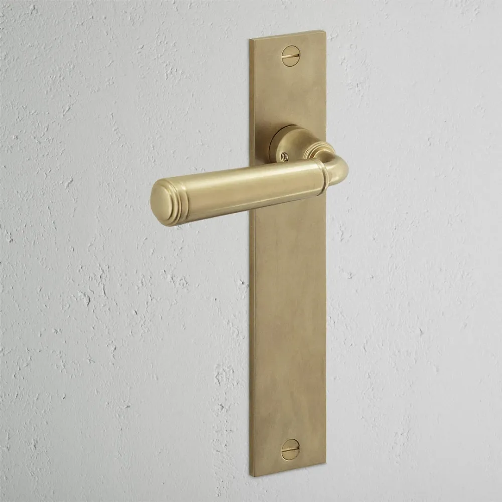 Manilla para puertas Digby con placa larga (fija) - Latón antiguo