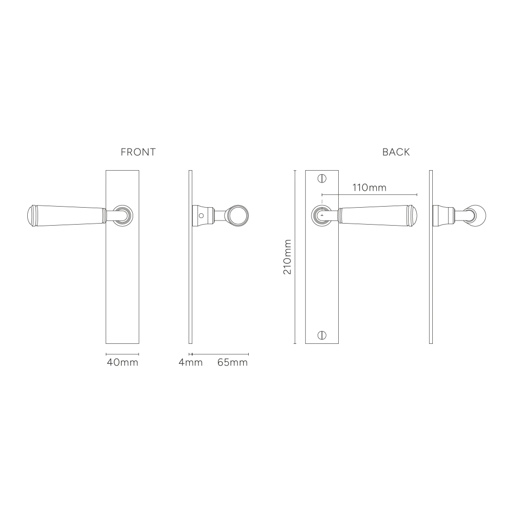Manilla para puertas Digby con placa larga (fija) - Latón antiguo
