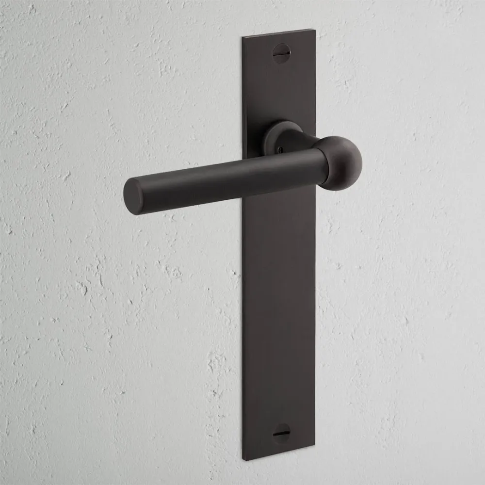 Manilla para puertas Harper con placa larga (con muelle) - Bronce