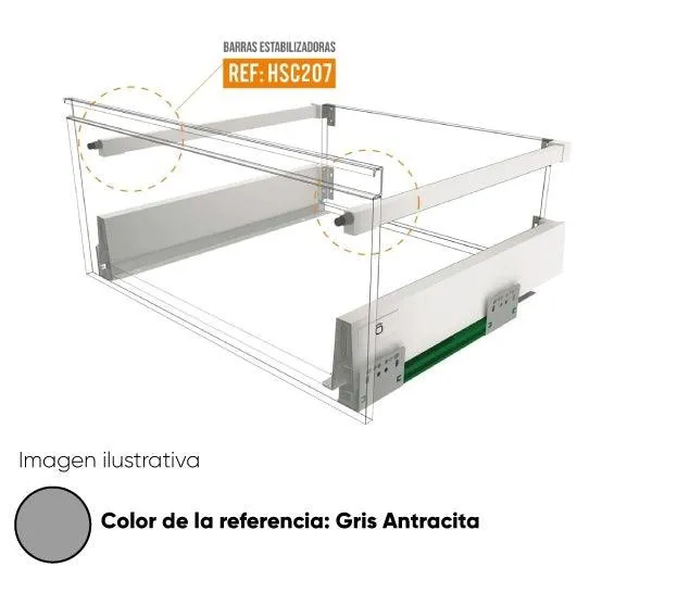 Barras estabilizadoras cuadradas gris antracita 450mm para bonuit max bajo Marketplace - MADECENTRO