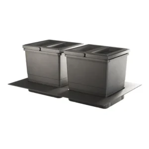 Basureras y estructura plástica gris de 12l (2 basureas) 330x485x215mm, para módulo de 400 Marketplace - MADECENTRO