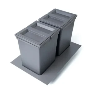 Basureras y estructura plástica gris de 18l (2 basureas) 330x485x315mm, para módulo de 400 Marketplace - MADECENTRO