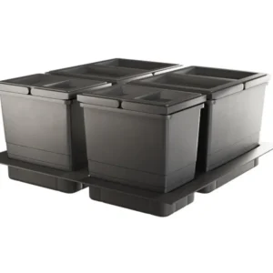 Basureras y estructura plástica gris de 26l/4 basureras 530x485x215mm para módulo de 600 Marketplace - MADECENTRO