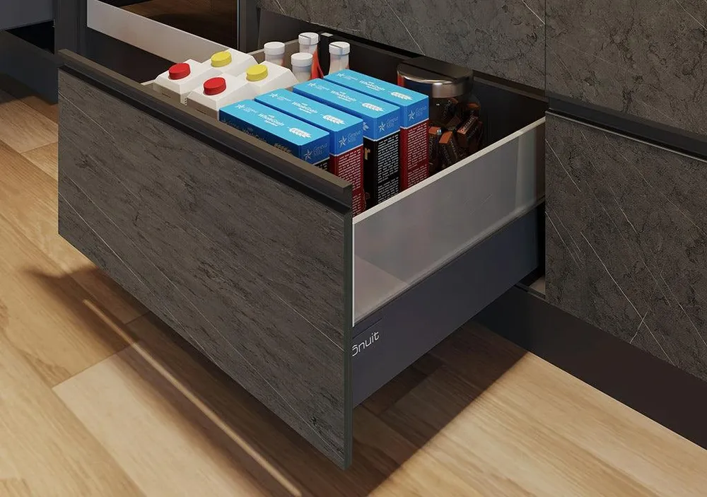 Cajón recto bonuit max gris antracita con vidrio 500mm Marketplace - MADECENTRO