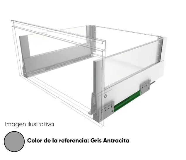 Cajón recto bonuit max gris antracita con vidrio 500mm Marketplace - MADECENTRO
