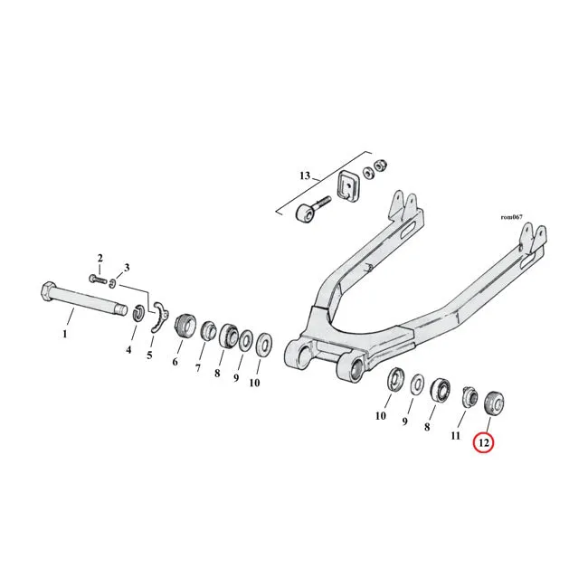 Left Locknut Swingarm Bearing Harley-Davidson Sportster 1974-1981 MCS