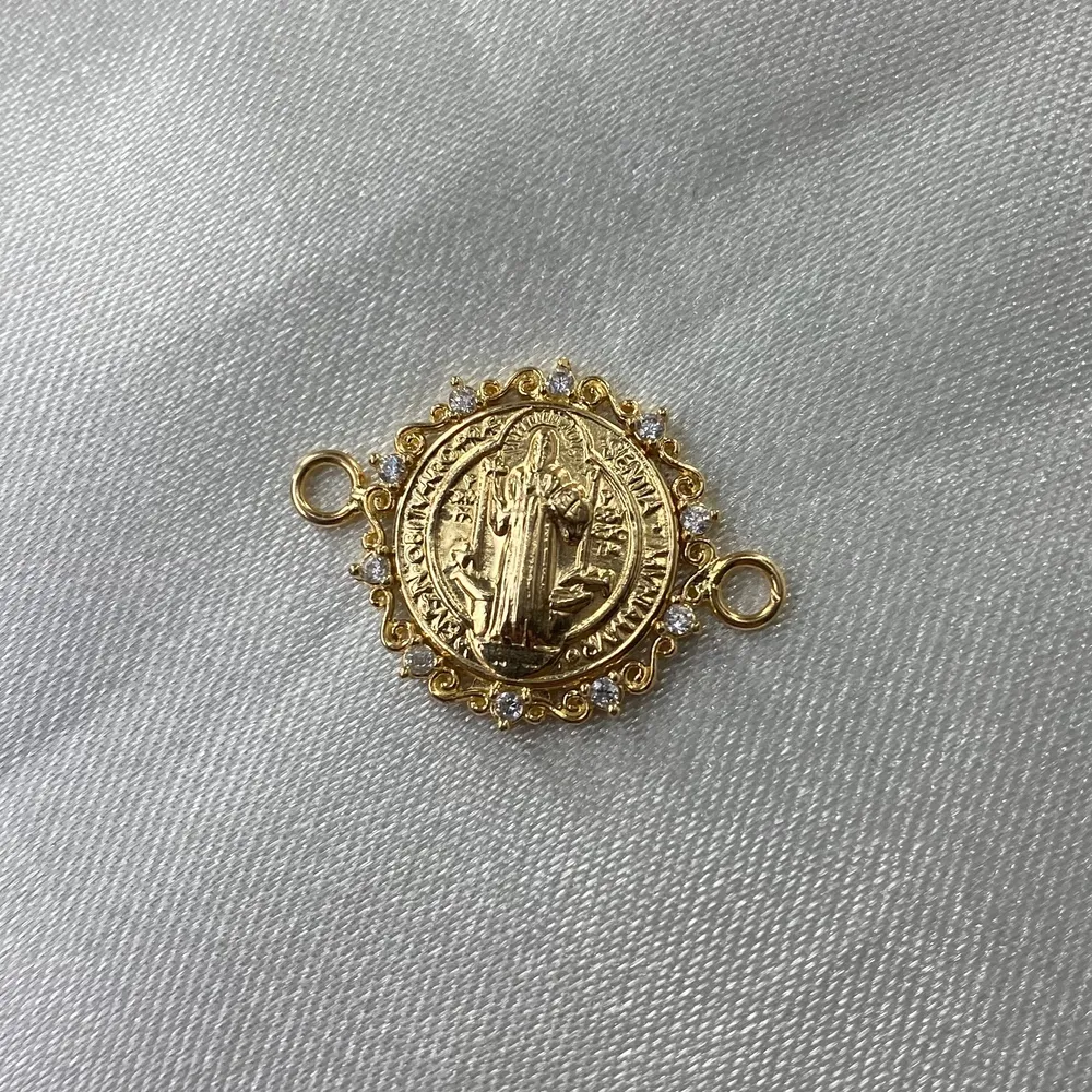 Herraje San Benito 1.15gr Circones Blancos Oro Amarillo Medellin