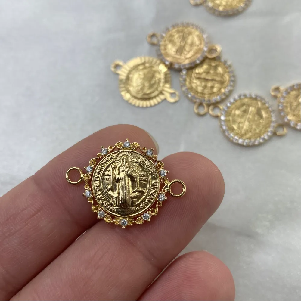 Herraje San Benito 1.15gr Circones Blancos Oro Amarillo Medellin