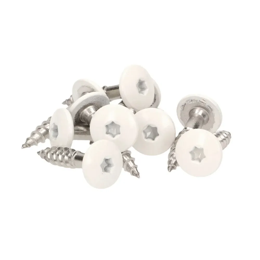 Tornillos para fachada Meisterling 5,5x25 mm 100 piezas (010030000001) 12 mm cabeza plana blanco con rosca parcial Torx Ac...