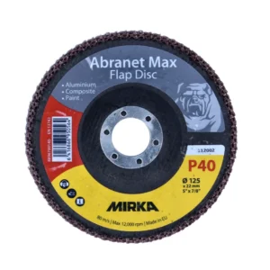 Mirka Abranet Max Flap Disc T29 Set 125 mm 22 mm ALOX 40 40 piezas (40x 8896700140) Arandela dentada para aluminio, compue...