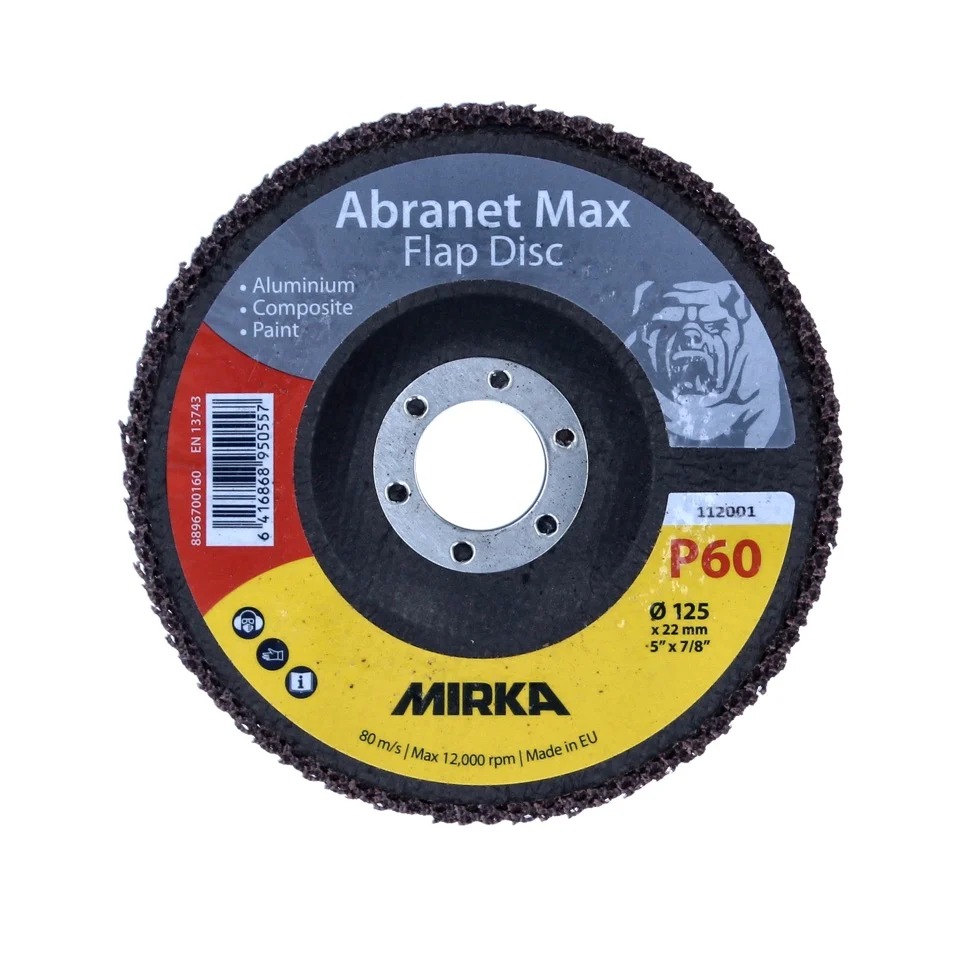 Mirka ABRANET MAX T29 Juego de discos de láminas 125mm, 22 mm, ALOX 60, para aluminio, composites, pintura, 20 unid. (20x...