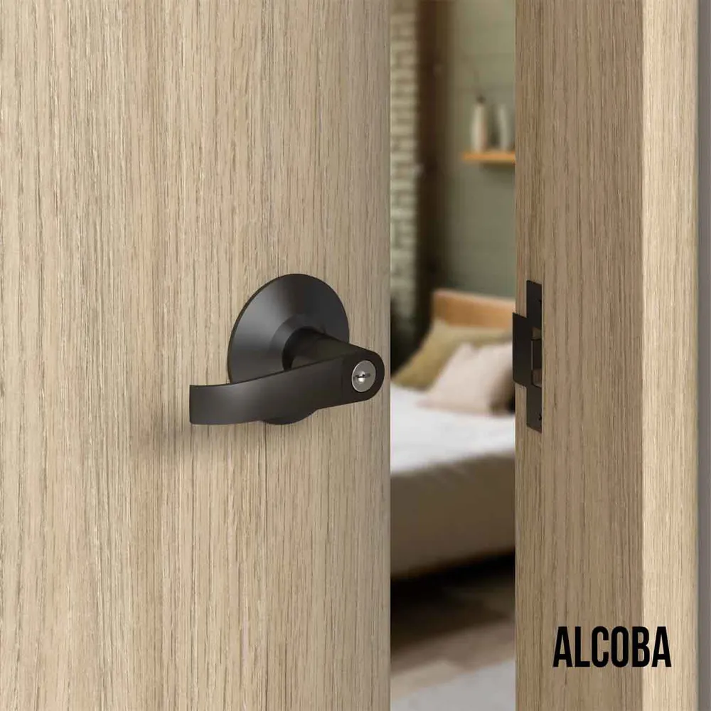 Cerradura chapa palanca estándar cilíndrica para puerta de paso Negro Mobile