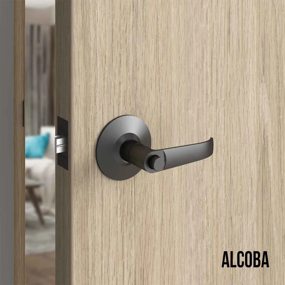 Cerradura chapa palanca estándar cilíndrica para puerta de paso Negro Mobile